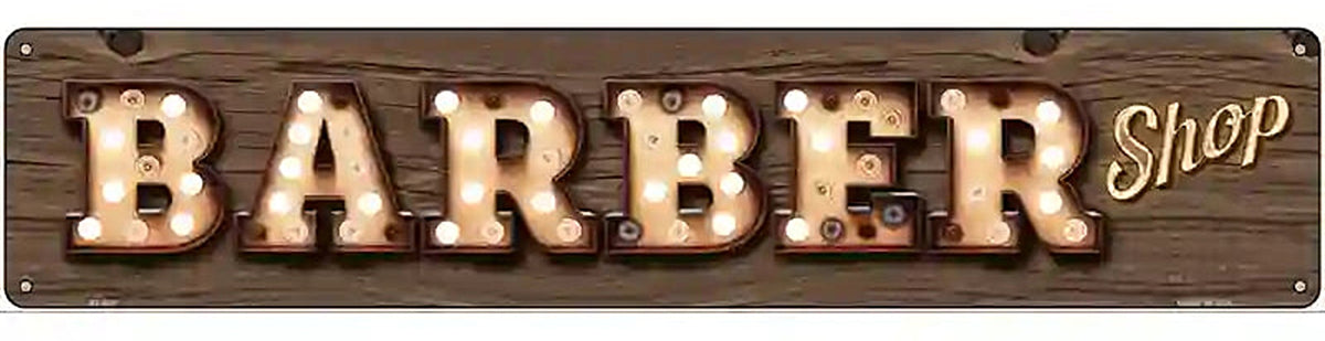 Barber Shop Bulb Lettering Novelty Metal Street Sign