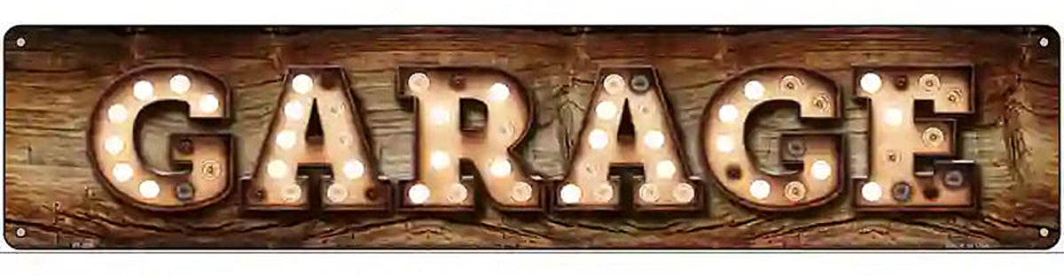 Garage Bulb Lettering Novelty Metal Street Sign