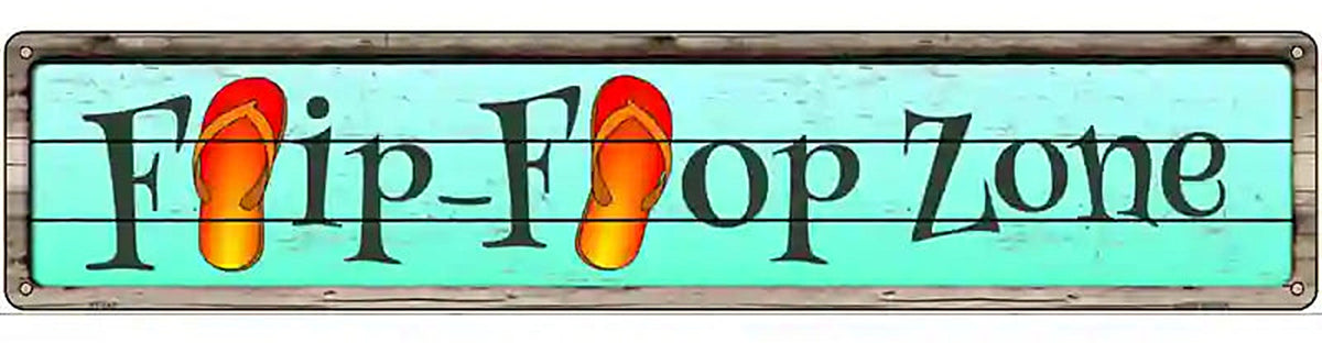 Orange Flip Flop Zone Novelty Metal Street Sign