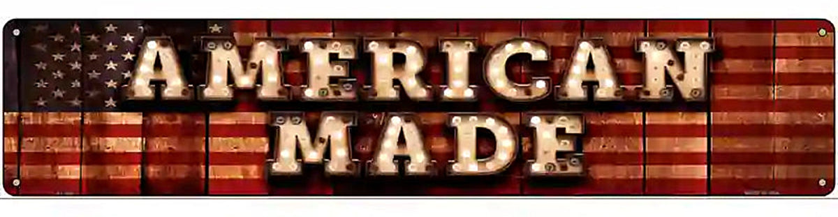 American Made Bulb Lettering American Flag Novelty Metal Street Sign