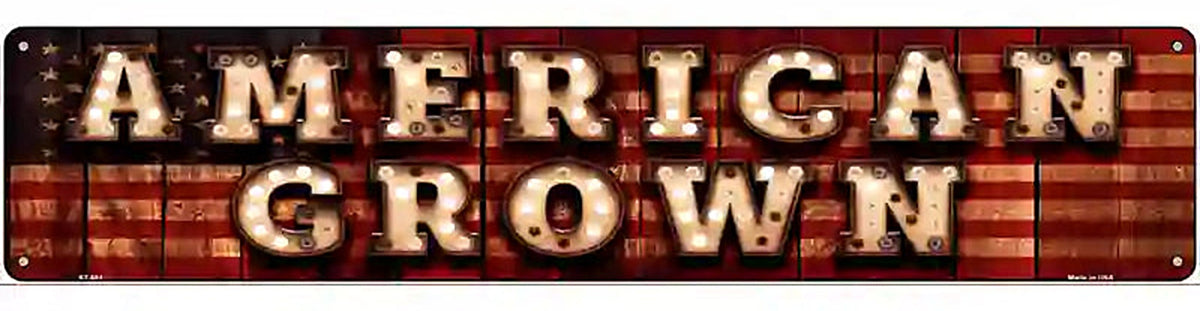 American Grown Bulb Lettering American Flag Novelty Metal Street Sign