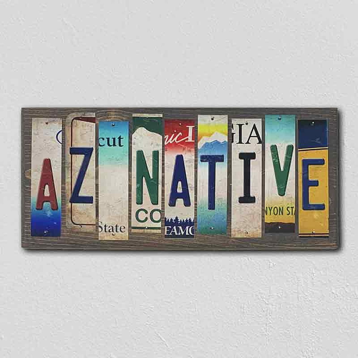 AZ Native License Plate Tag Strip Novelty Wood Sign