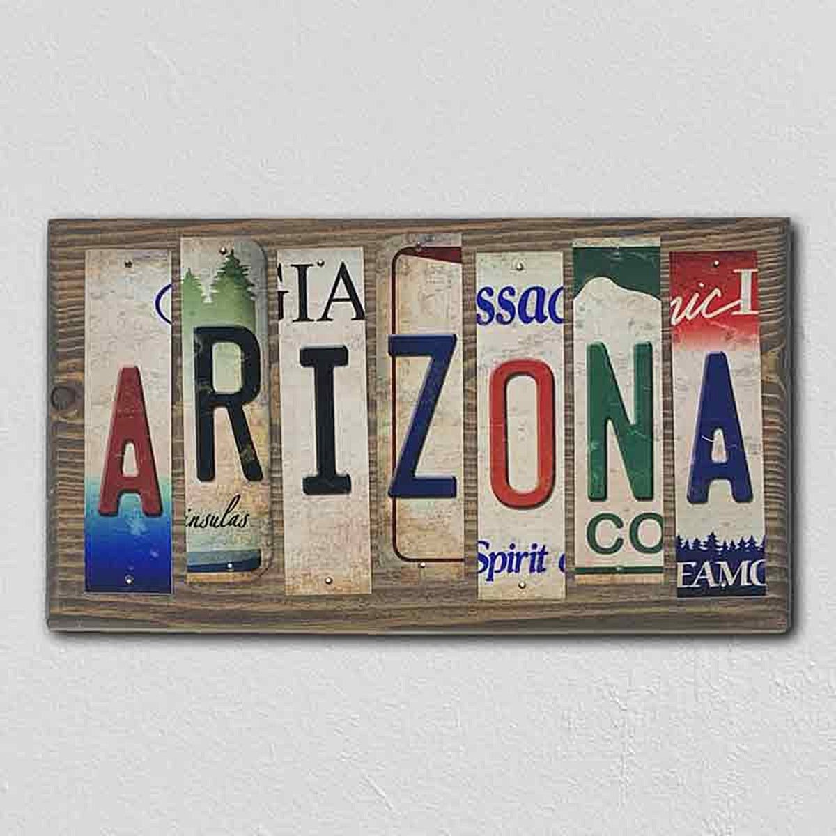 Arizona License Plate Tag Strip Novelty Wood Sign
