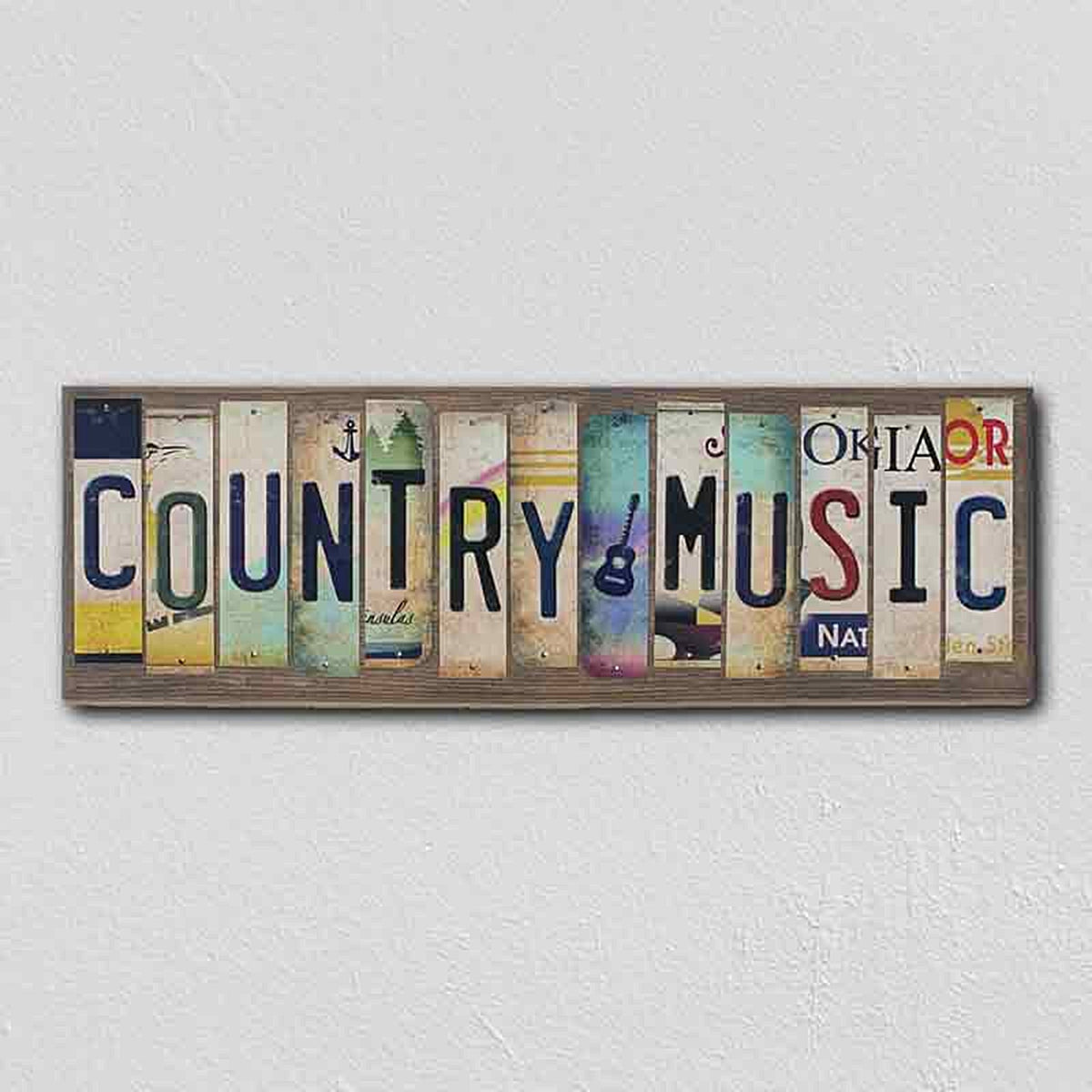 Country Music License Plate Tag Strip Novelty Wood Sign