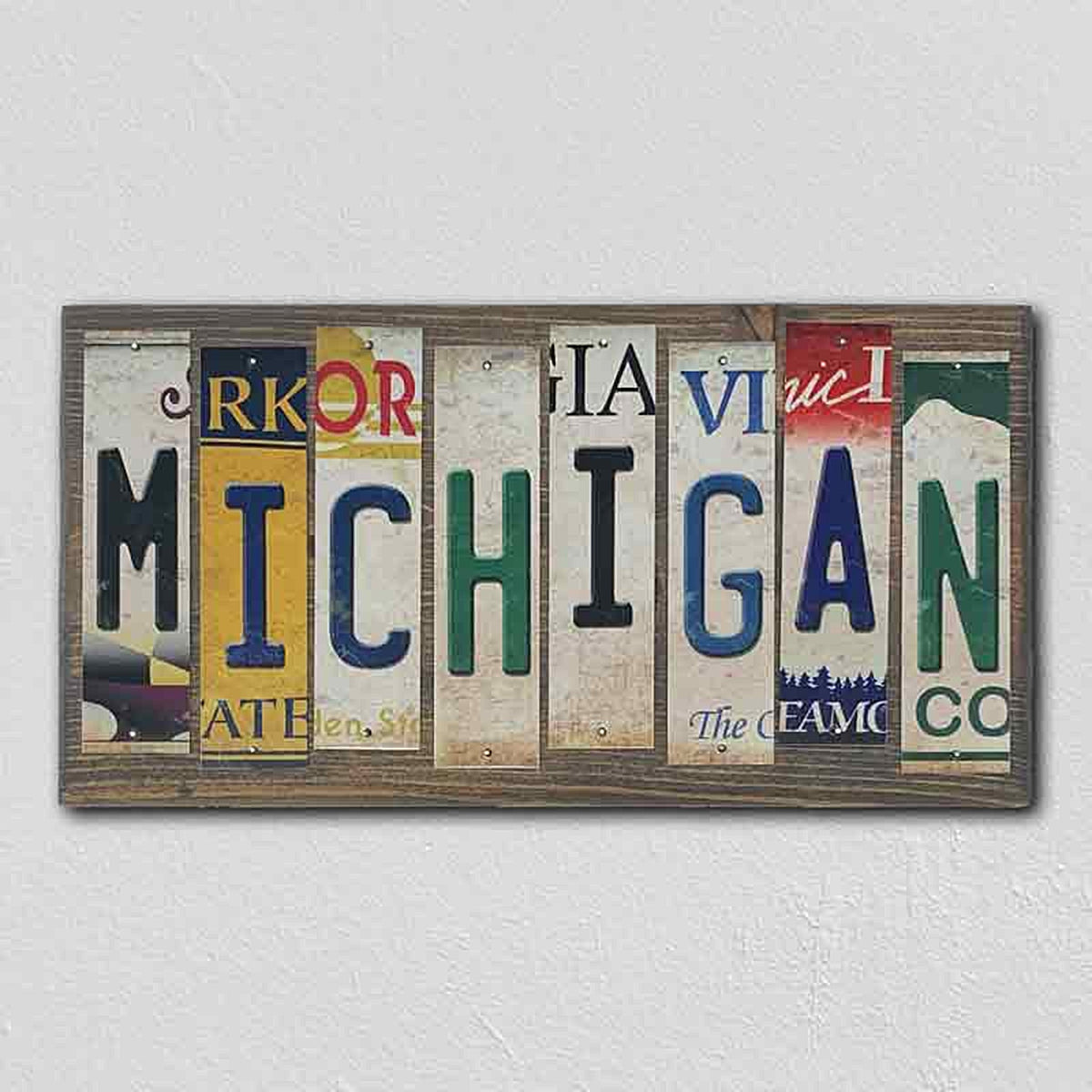 Michigan License Plate Tag Strip Novelty Wood Sign