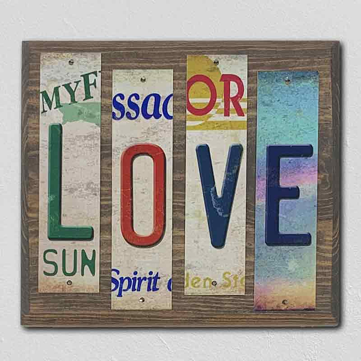 Love License Plate Tag Strip Novelty Wood Sign