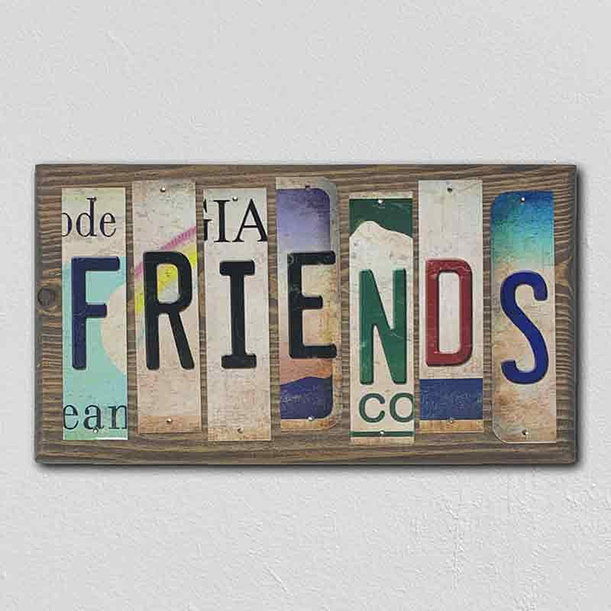 Friends License Plate Tag Strip Novelty Wood Sign