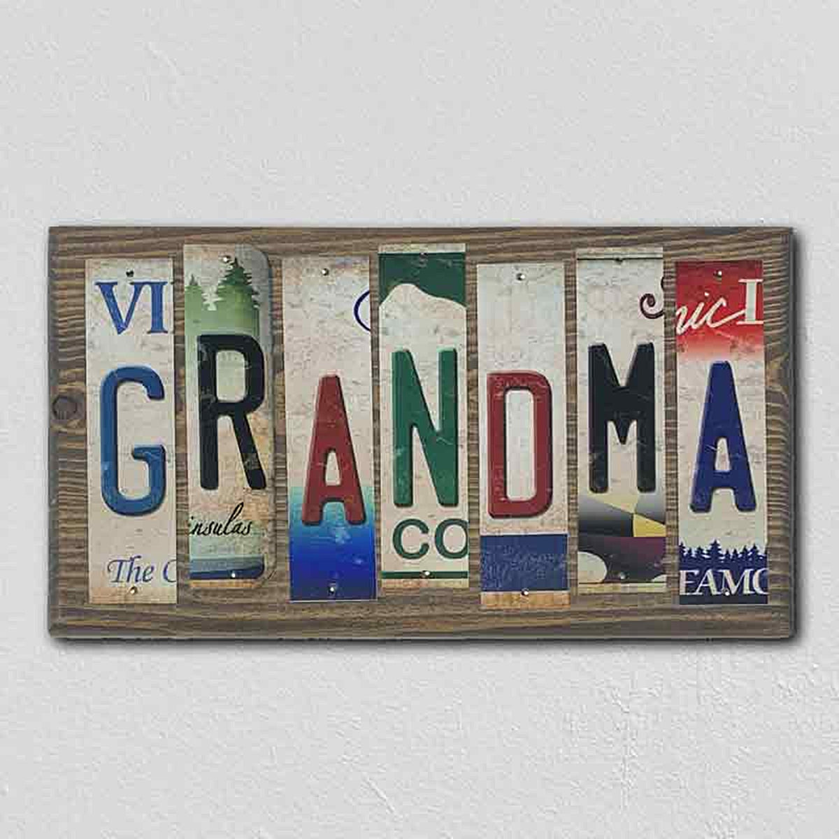 Grandma License Plate Tag Strip Novelty Wood Sign