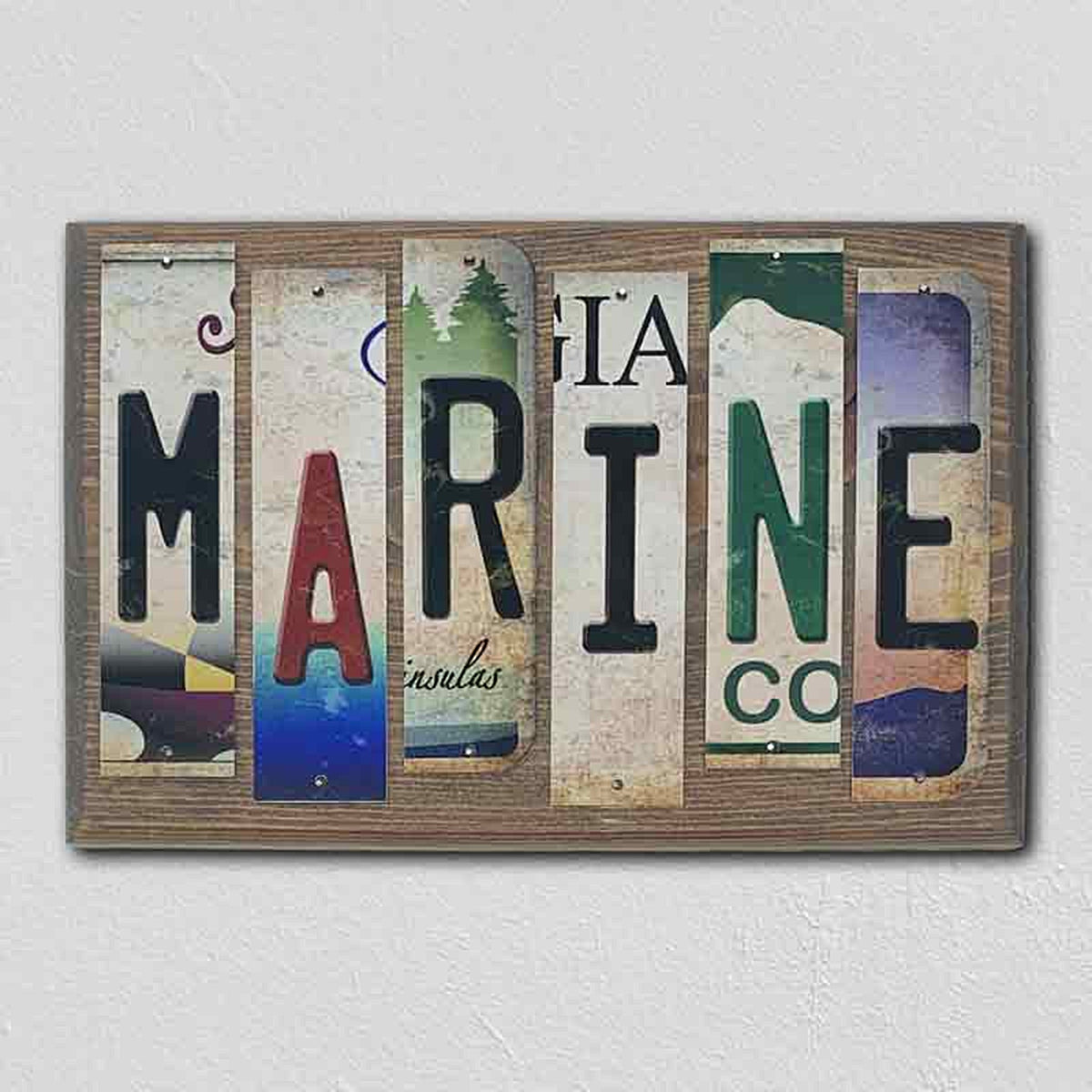 Marine License Plate Tag Strips Novelty Wood Sign