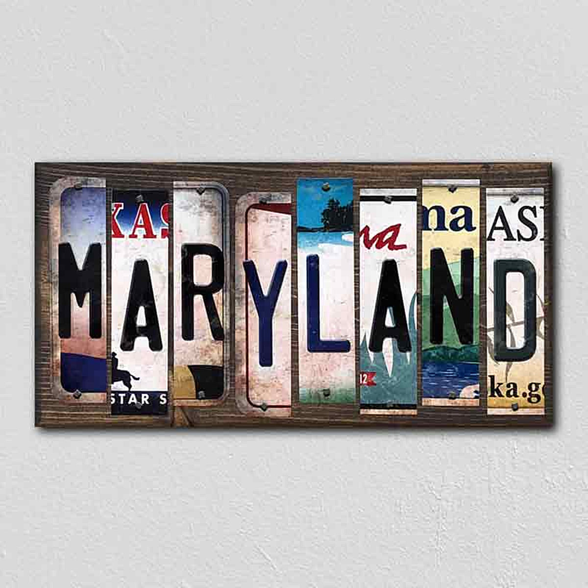Maryland License Plate Tag Strips Novelty Wood Signs