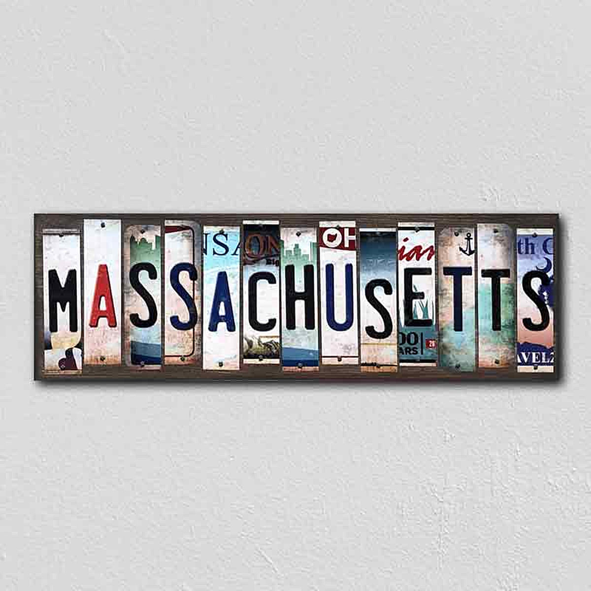 Massachusetts License Plate Tag Strips Novelty Wood Signs