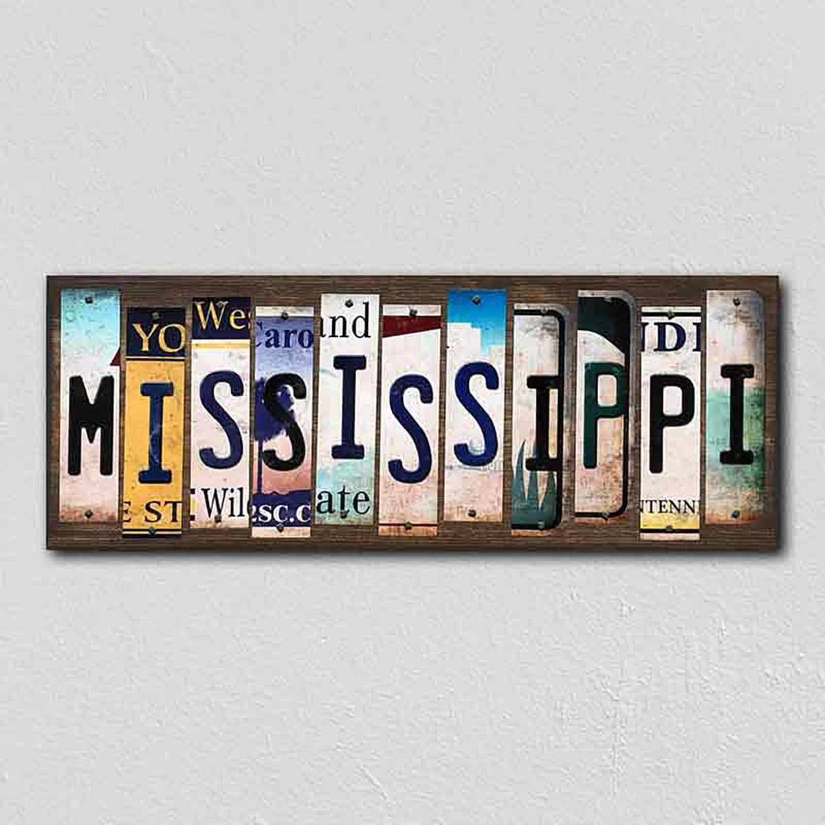 Mississippi License Plate Tag Strips Novelty Wood Signs