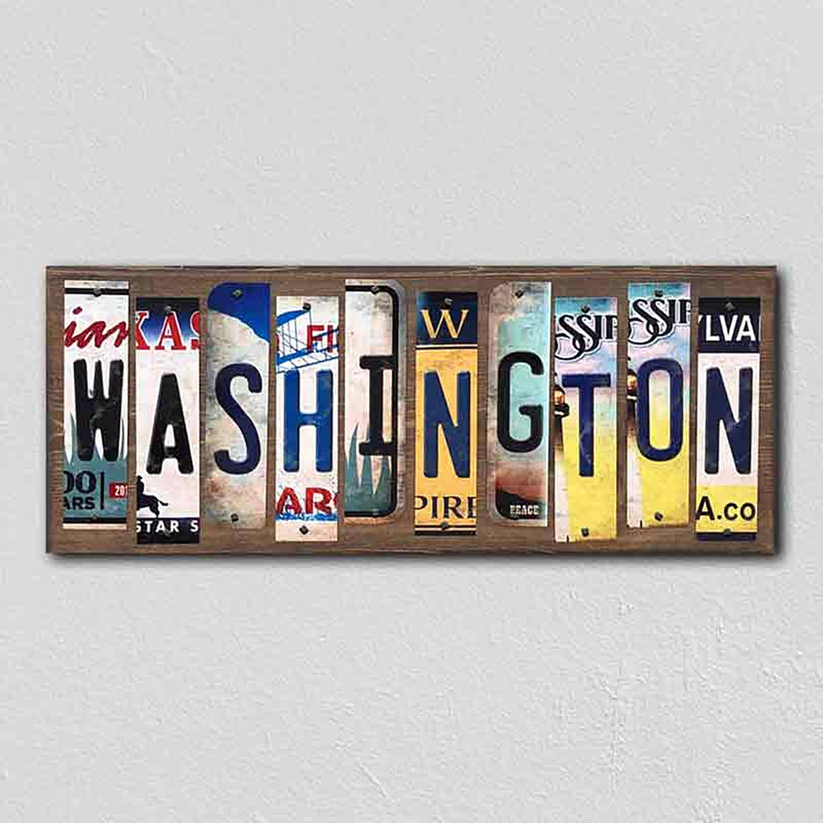 Washington License Plate Tag Strips Novelty Wood Signs