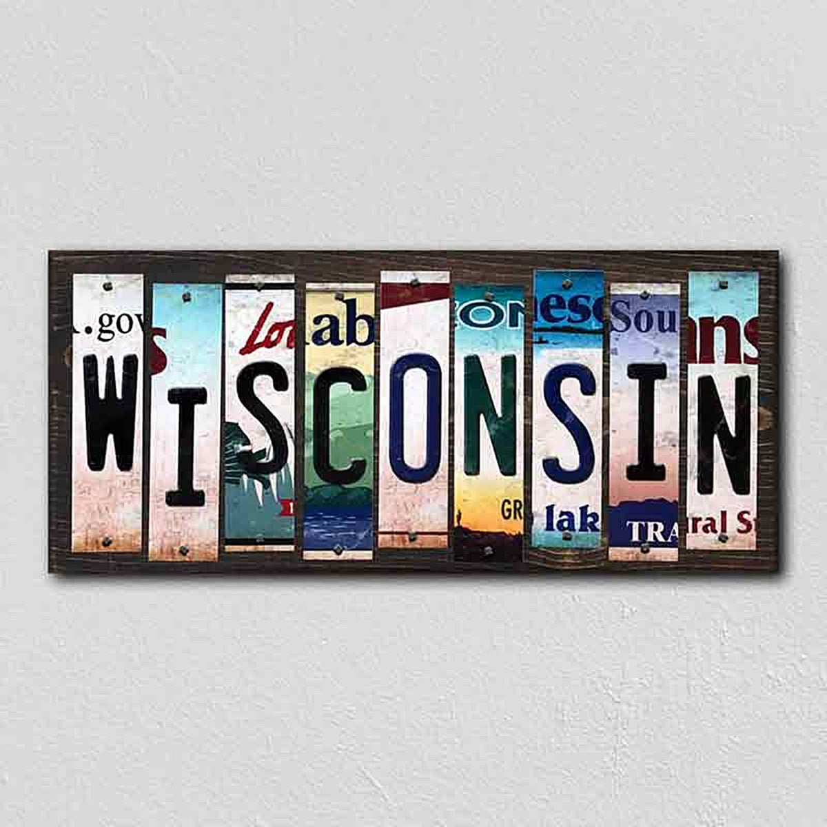 Wisconsin License Plate Tag Strips Novelty Wood Signs
