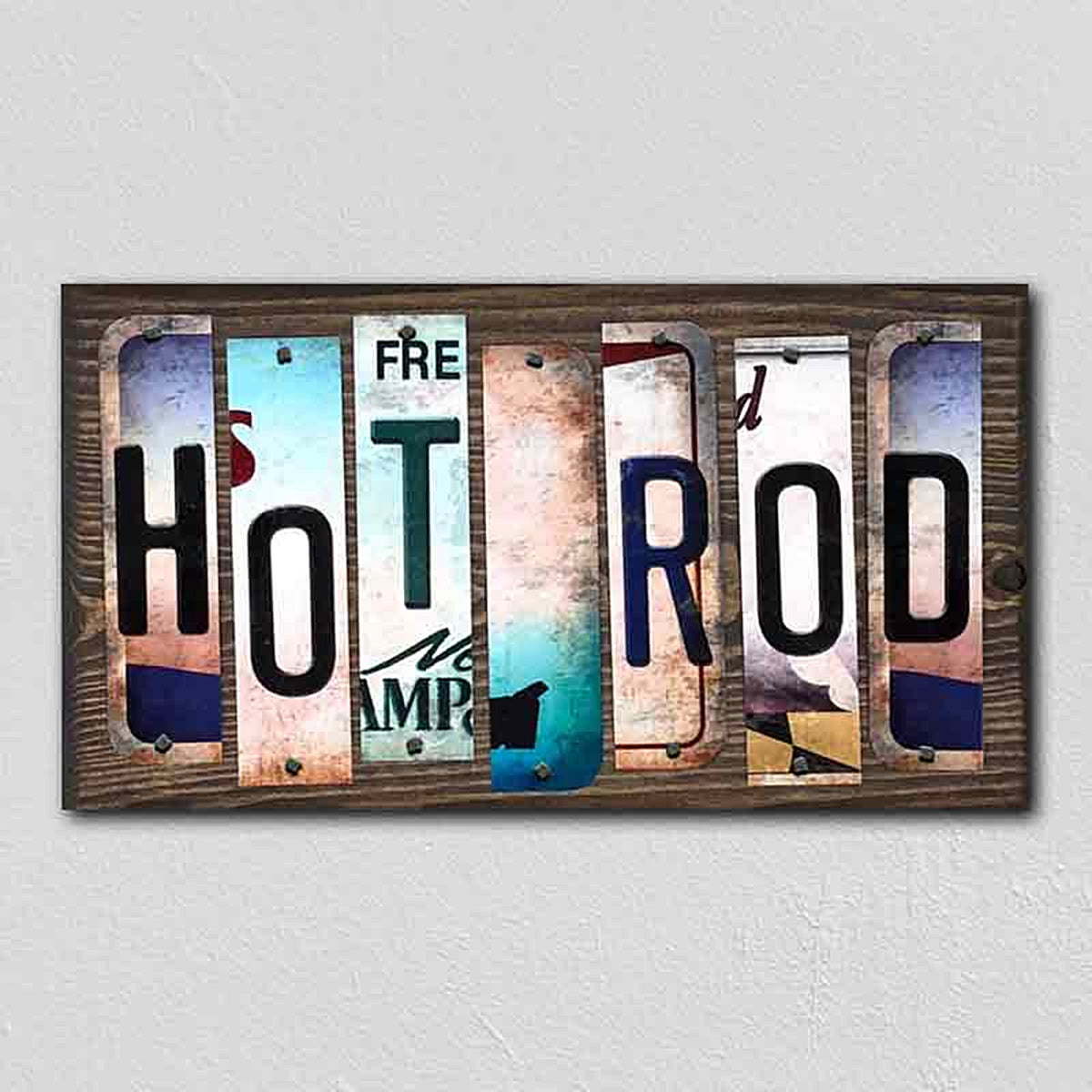 Hot Rod License Plate Tag Strips Novelty Wood Signs