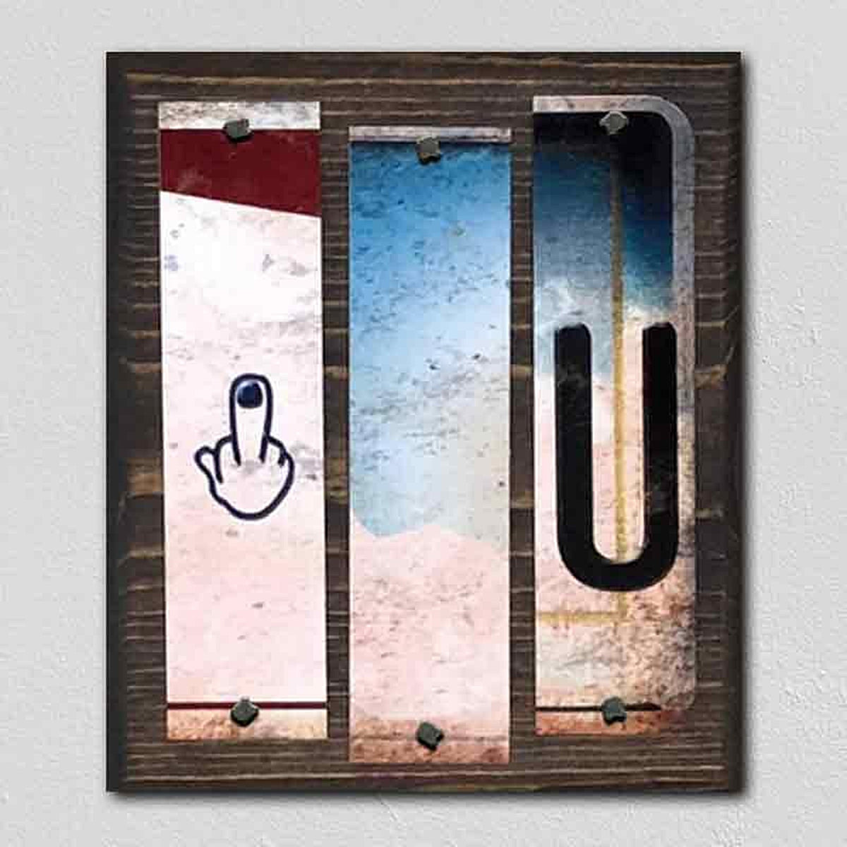 (Middle Finger) U License Plate Tag Strips Novelty Wood Signs