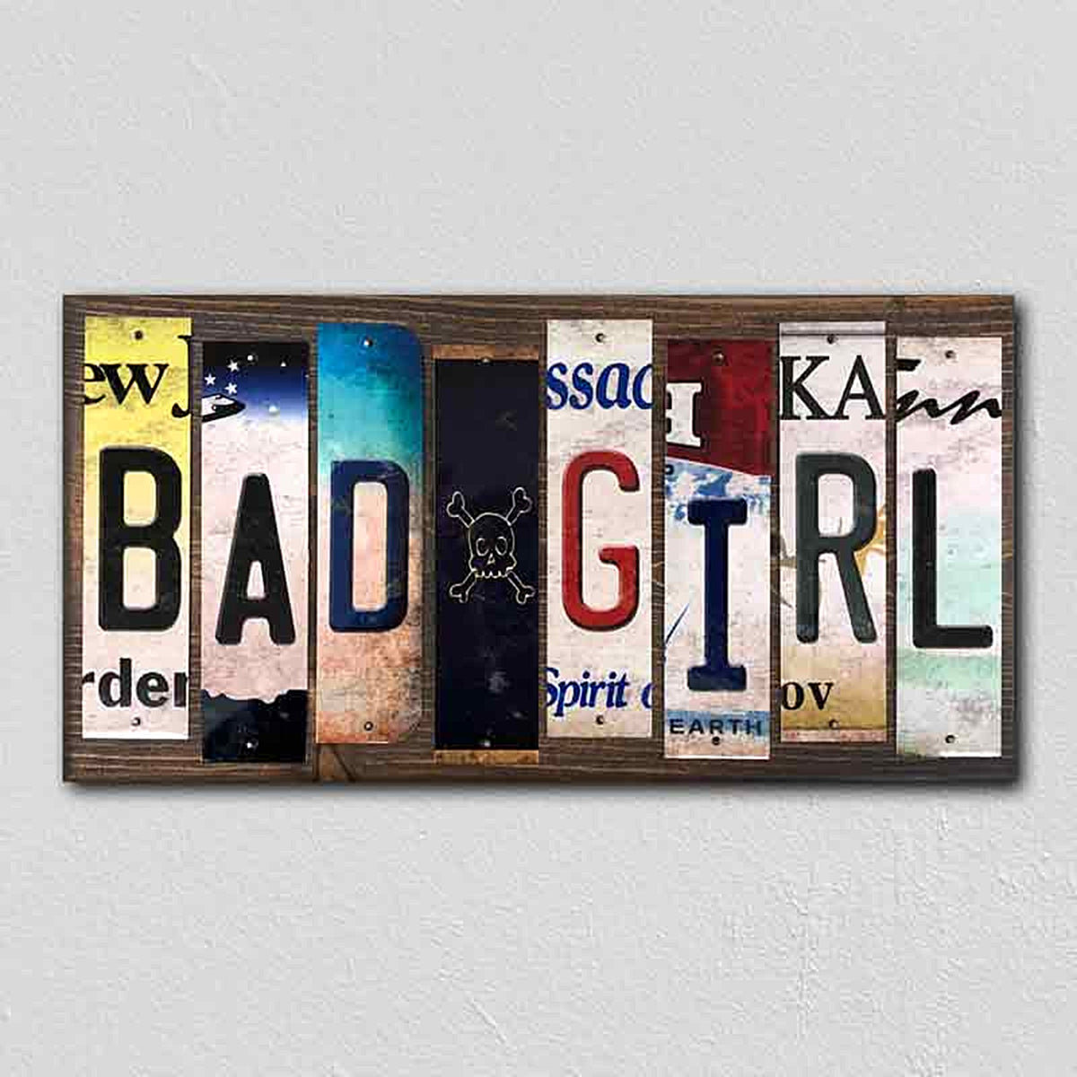 Bad Girl License Plate Tag Strips Novelty Wood Signs