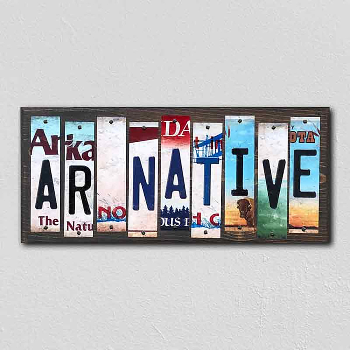 AR Native License Plate Tag Strips Novelty Wood Signs
