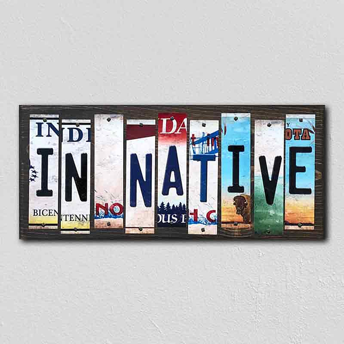 IN Native License Plate Tag Strips Novelty Wood Signs
