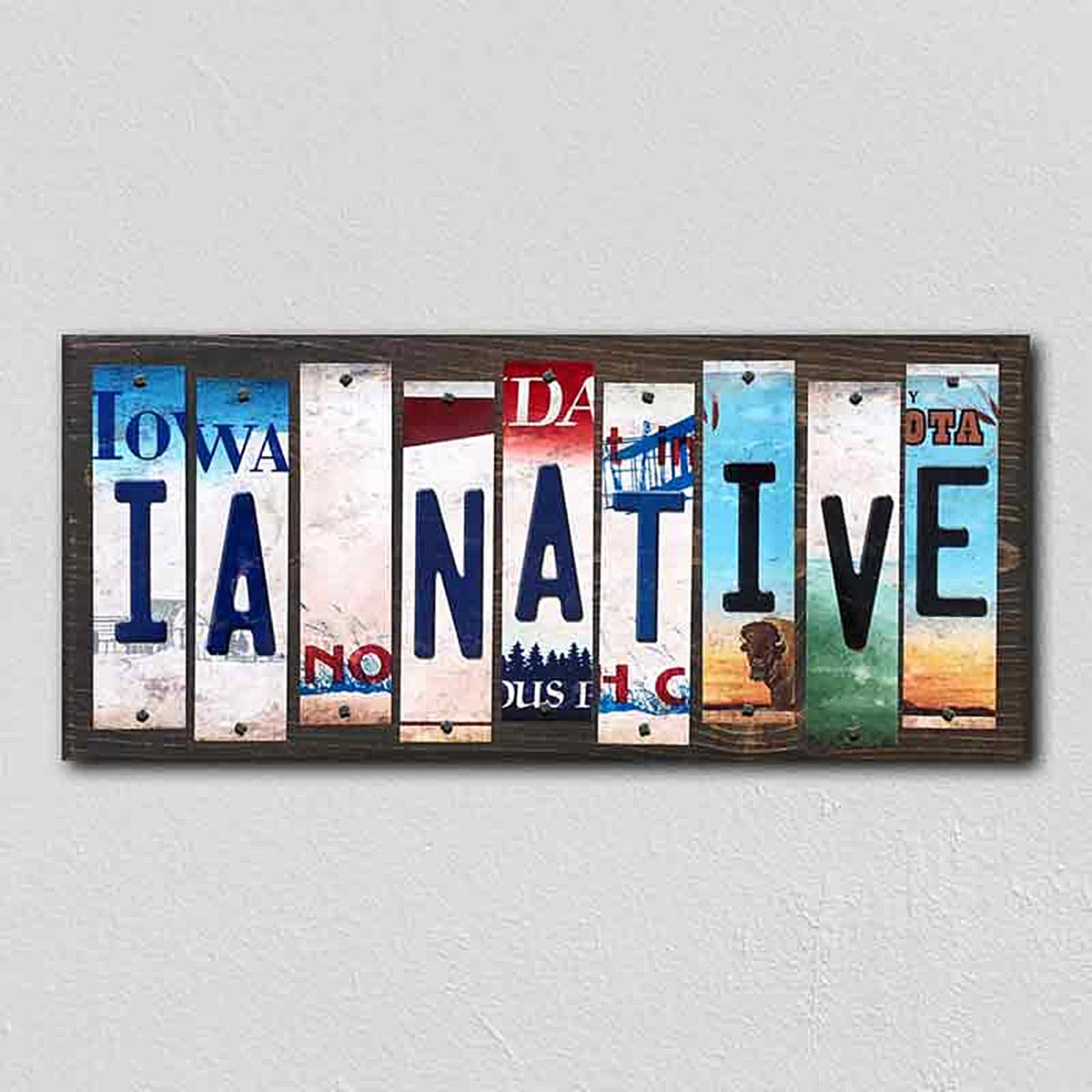 IA Native License Plate Tag Strips Novelty Wood Signs