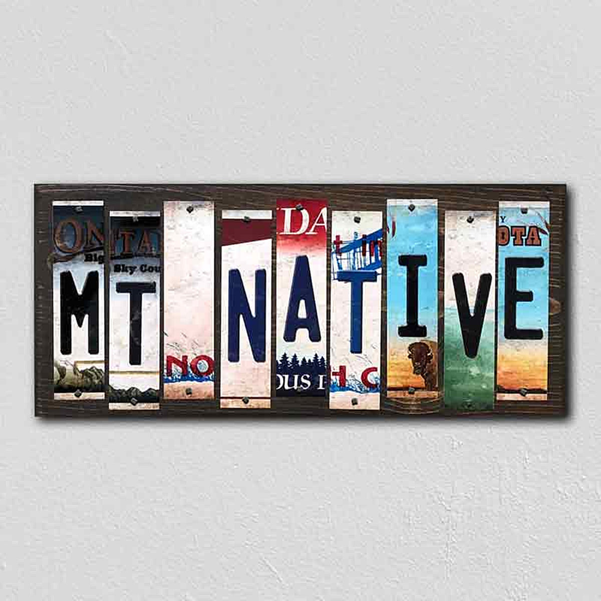 MT Native License Plate Tag Strips Novelty Wood Signs