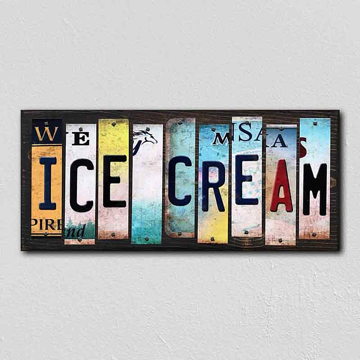 Ice Cream License Plate Tag Strips Novelty Wood Signs