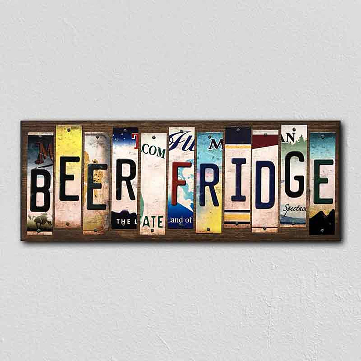 Beer Fridge License Plate Tag Strips Novelty Wood Signs