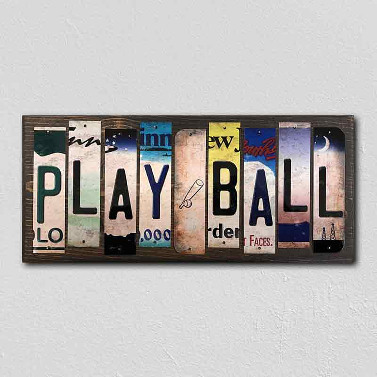Play Ball License Plate Tag Strips Novelty Wood Signs