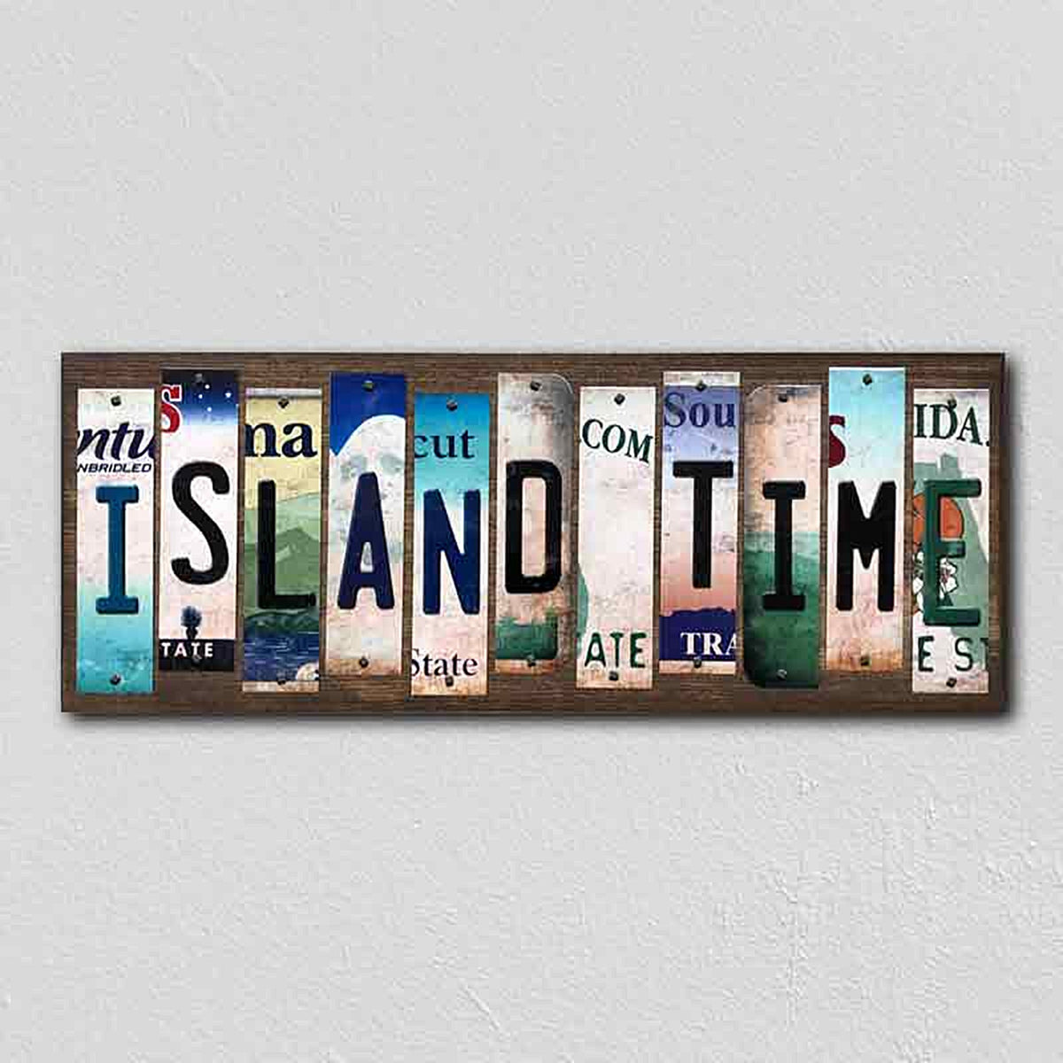 Island Time License Plate Tag Strips Novelty Wood Signs