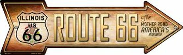 Route 66 Illinois Flag Metal Arrow