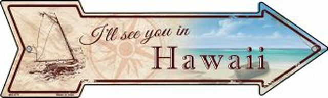 Ill See You In Hawaii Mini Metal Arrow - decorative wall sign
