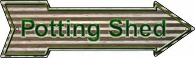 Potting Shed On Metal Metal Arrow