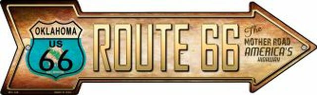 Route 66 Oklahoma Flag Metal Arrow