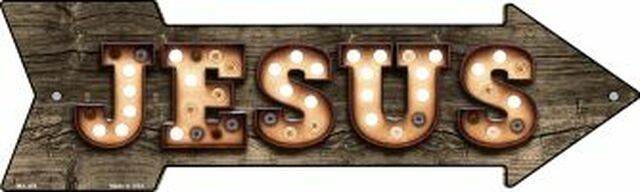 Jesus Bulb Letters Metal Arrow - decorative wall sign