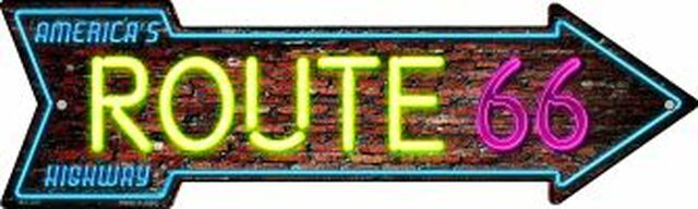 Route 66 Neon Metal Arrow