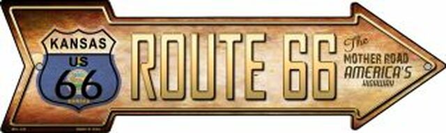 Route 66 Kansas Flag Metal Arrow