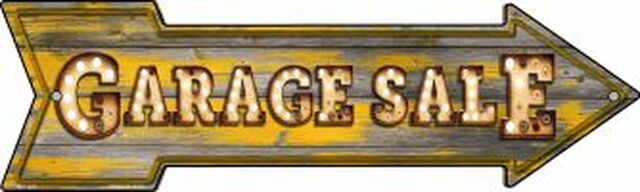 Garage Sale Bulb Letters Metal Arrow