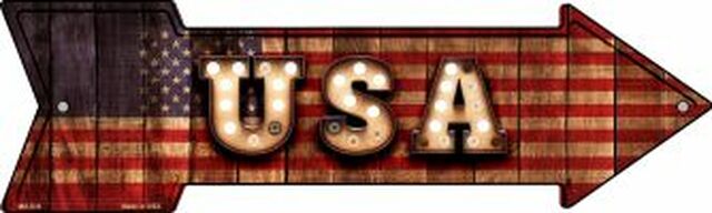 USA Bulb Letters American Flag Metal Arrow