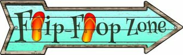 Orange Flip Flop Zone Metal Arrow - decorative wall sign