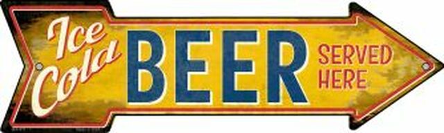 Ice Cold Beer Served Here Metal Arrow