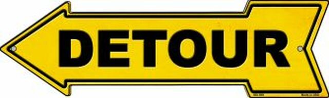 Detour to the Left Metal Arrow