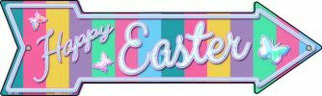 Happy Easter with Butterflies Metal Arrow