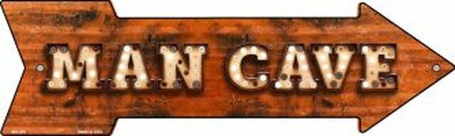 Man Cave Bulb Letters Metal Arrow - decorative wall sign