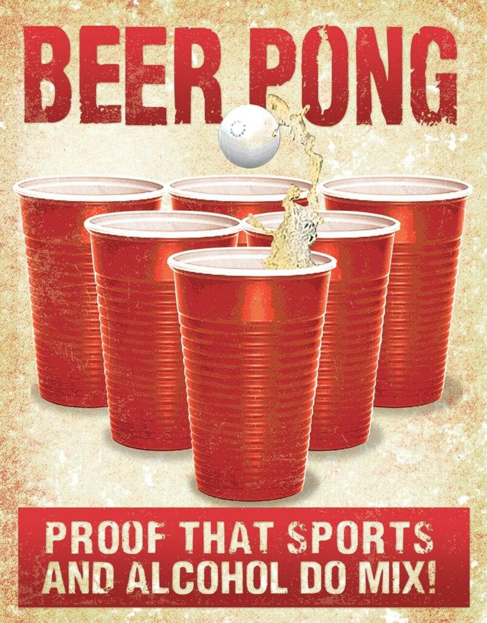 Beer Pong - tin sign wall decor