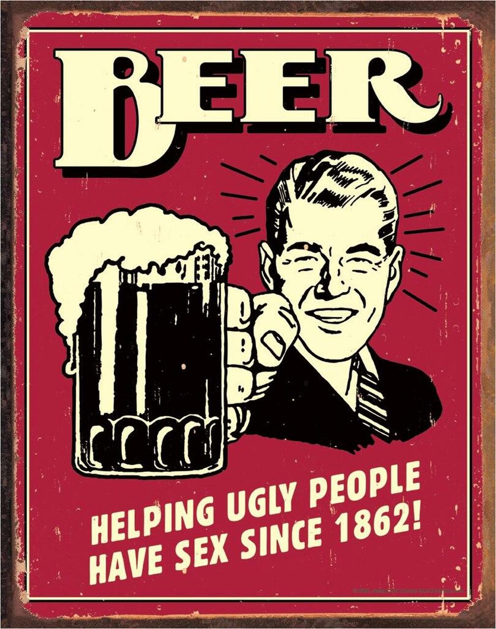 Beer - Ugly People - tin sign wall decor