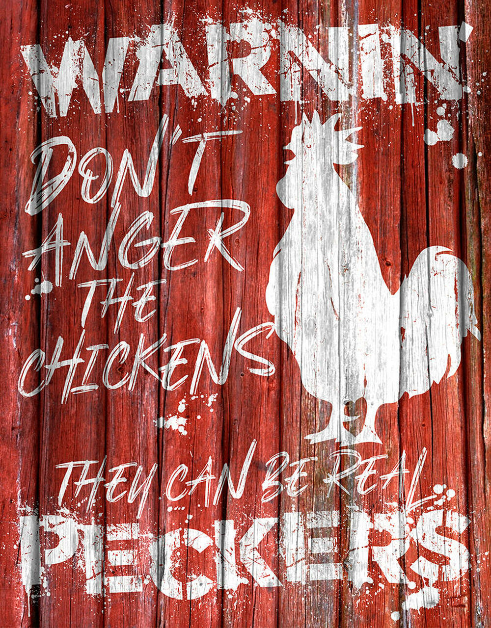 Chicken Warning - tin sign wall decor