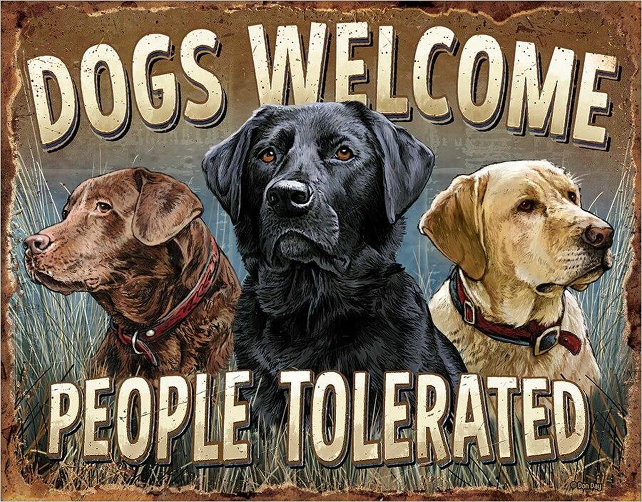 Dogs Welcome - tin sign wall decor