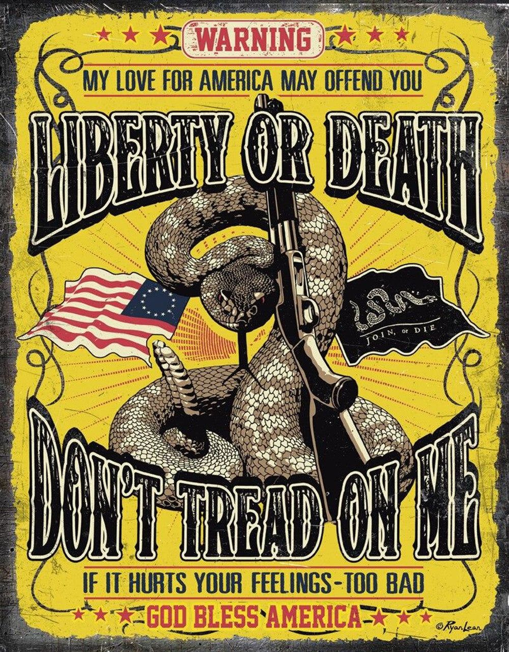 Don't Tread On Me - Warning - tin sign wall decor