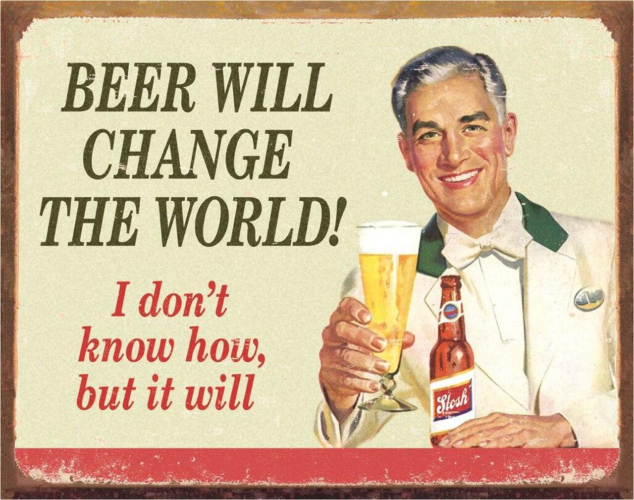 Beer Change Wood - tin sign wall decor