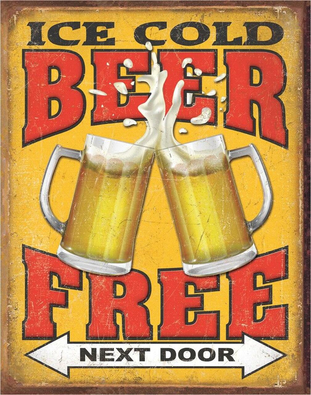 Free Beer - Next Door - tin sign wall decor